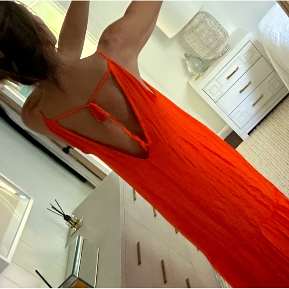 Italian silk mix bright orange sundress - Picture 7 of 8